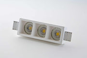 Faretto in gesso rettangolare triplo ad incasso a scomparsa tinteggiabile GU10 - Isyluce GYPSOS 819