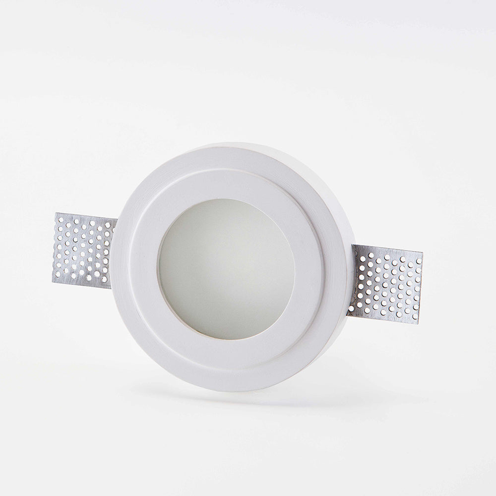 Faretto in gesso tondo con vetro ad incasso a scomparsa tinteggiabile GU10 - Isyluce GYPSOS 837