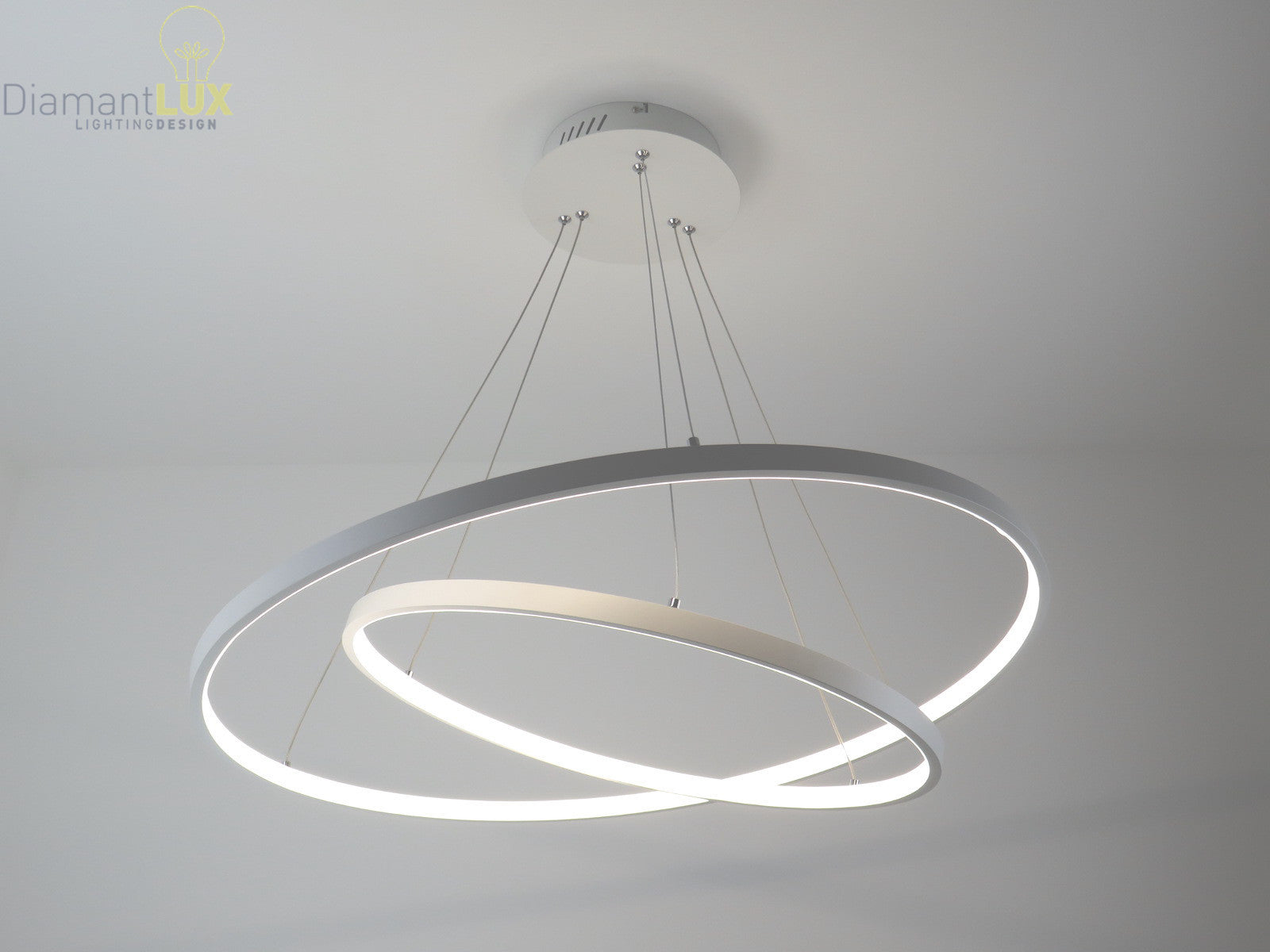 Lampadario 2 Cerchi LED Bianco Ø80+100 cm Luce 4000K 1719 FAVOLUX