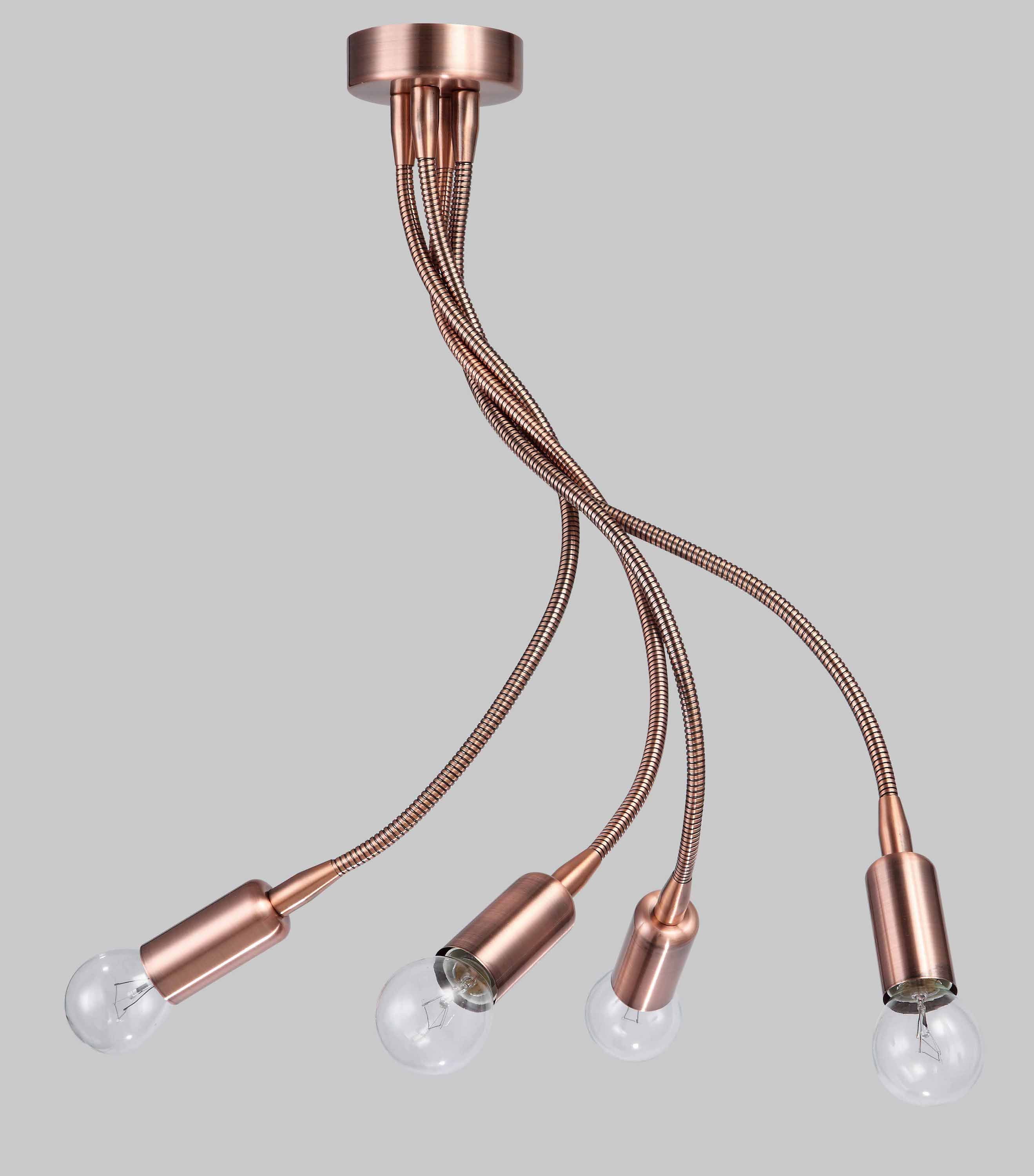 Applique da Parete con Braccio Flessibile Rame 4 Luci E14 Diamantlux ARIEL-A4