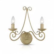 Applique Shabby Chic Country 2 Luci E14 Avorio Antichizzato Diamantlux DIANA-A2