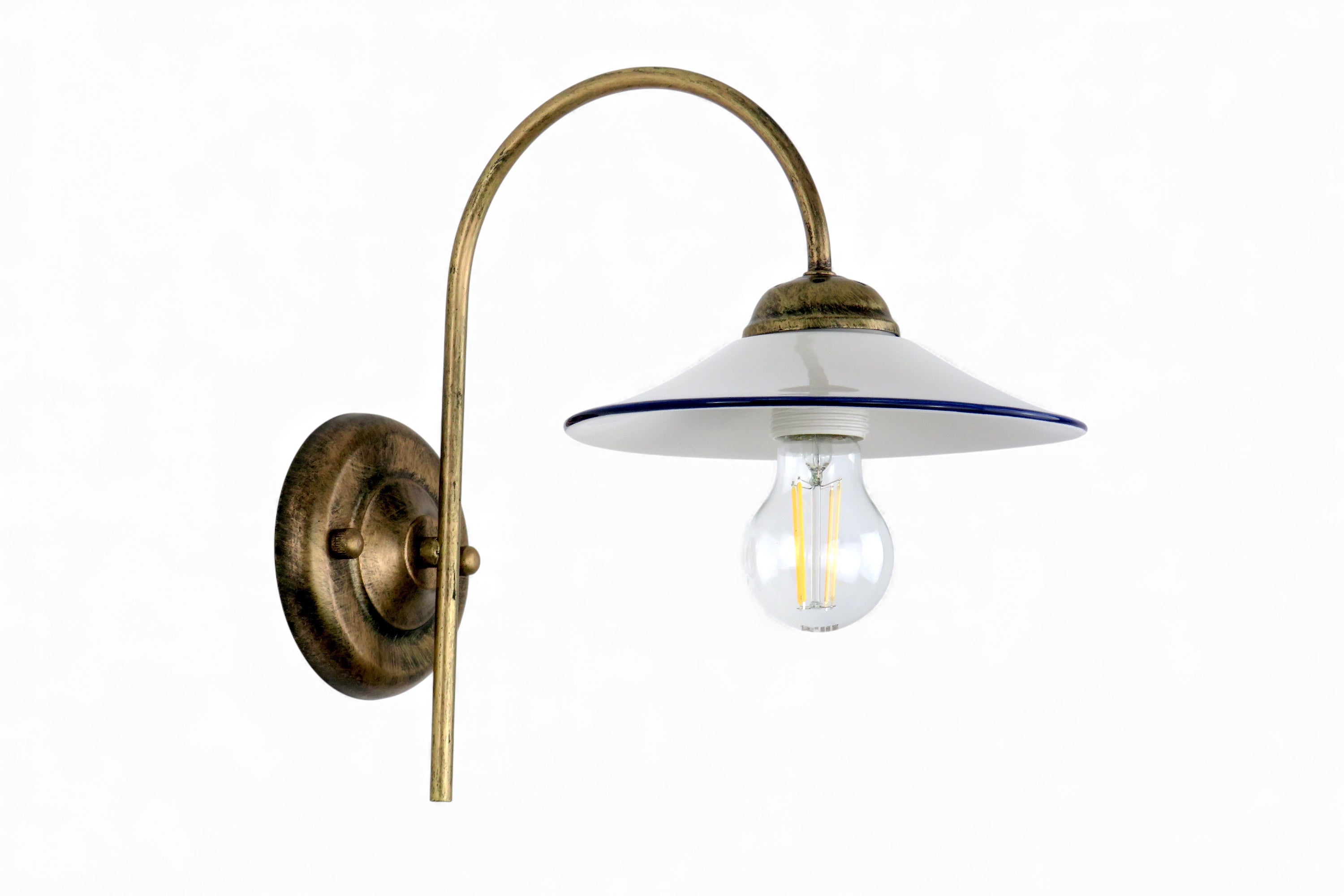 Applique Ceramica Vintage E27 Bordo Blu Metallo Nero Oro - Diamantlux ENEA-A