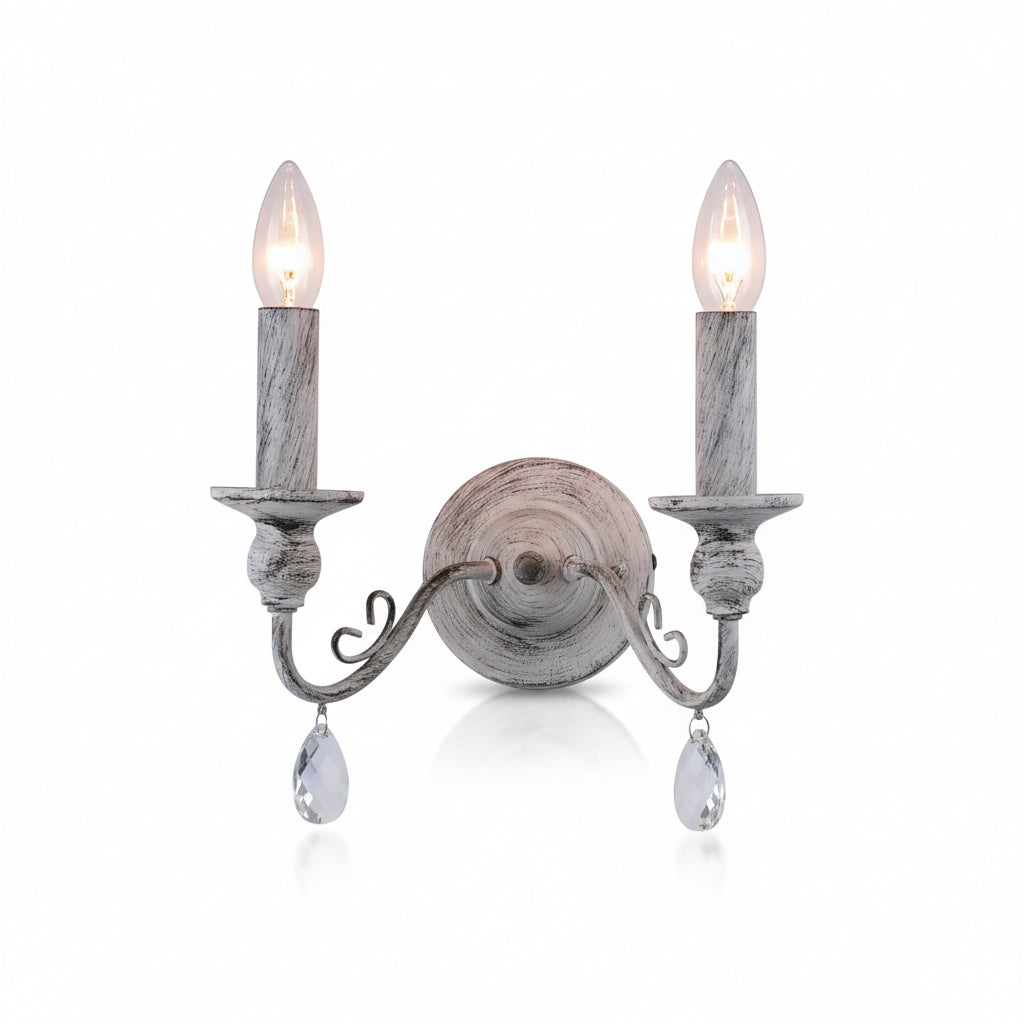 Applique Shabby Chic 2 Luci Cristallo Diamantlux GINEVRA A2