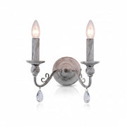 Applique Shabby Chic 2 Luci Cristallo Diamantlux GINEVRA A2