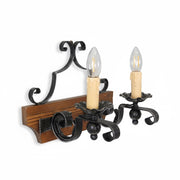Applique in Ferro Battuto per Interni Legno Rustica 2 Luci E14 Artelux 902-A2
