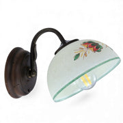 Applique in Legno Vintage 1 Luce E14 Vetro Decorato YARA-A DIAMANTLUX