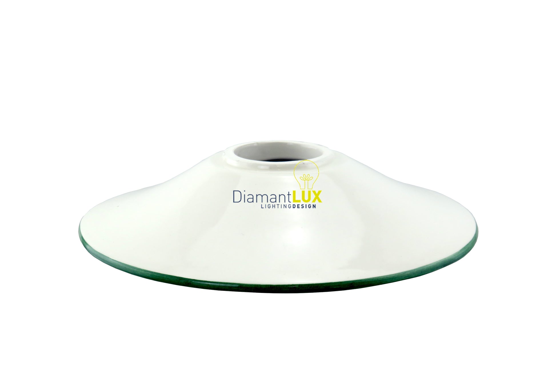 Diffusore Ricambio Ceramica Liscia Bianca e Verde E27 20cm - Diamantlux CB002 Diamant Lux