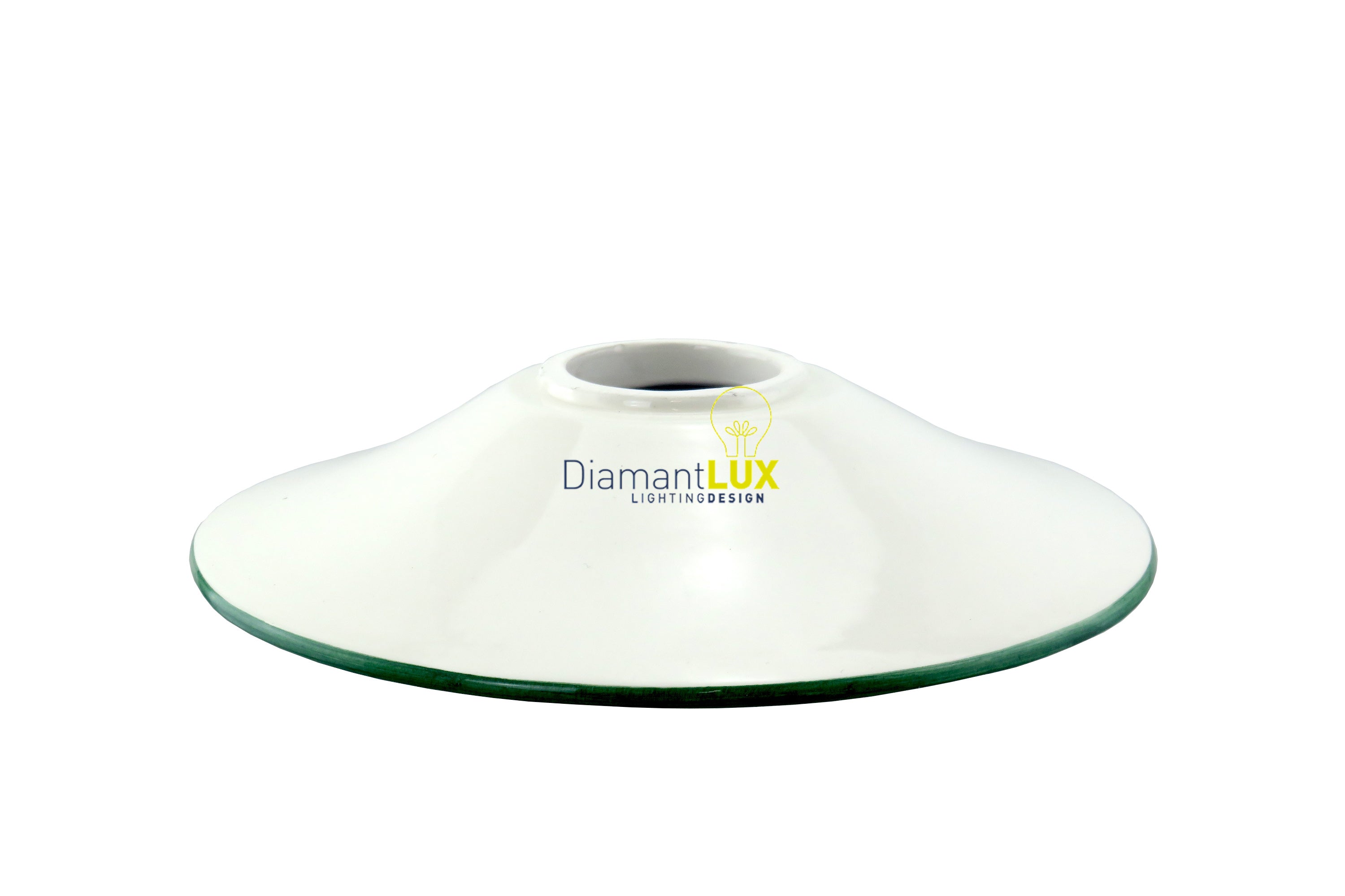 Diffusore Ricambio Ceramica Liscia Bianca e Verde E27 20cm - Diamantlux CB002 Diamant Lux
