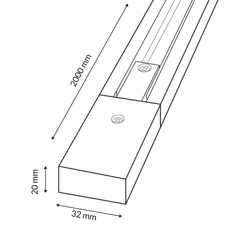 Binario Monofase per Faretti da 2 Metri in Alluminio