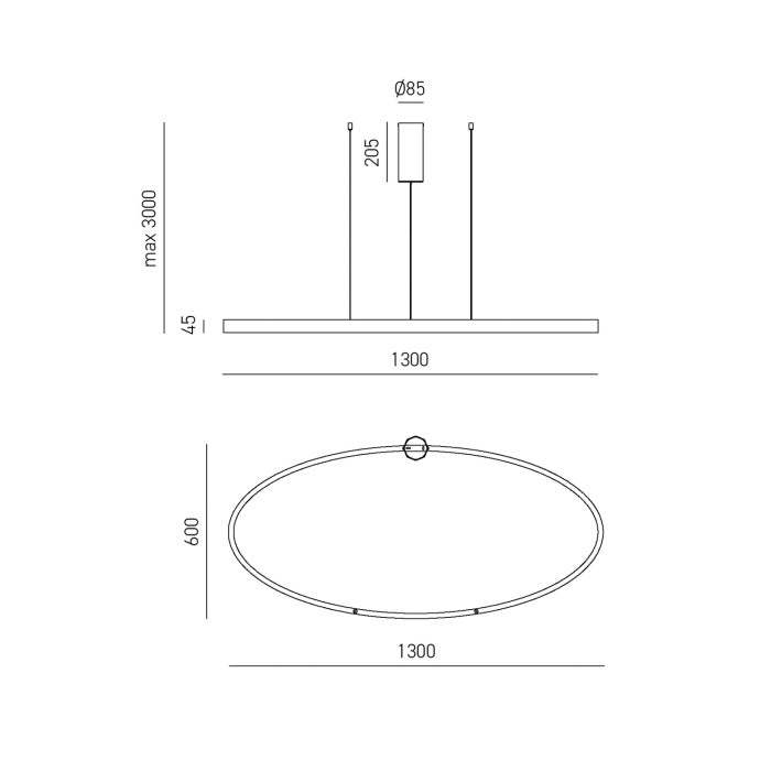 Lampadario Sospensione LED Ovale Gea Luce Criseide S/1G Oro Spazzolato