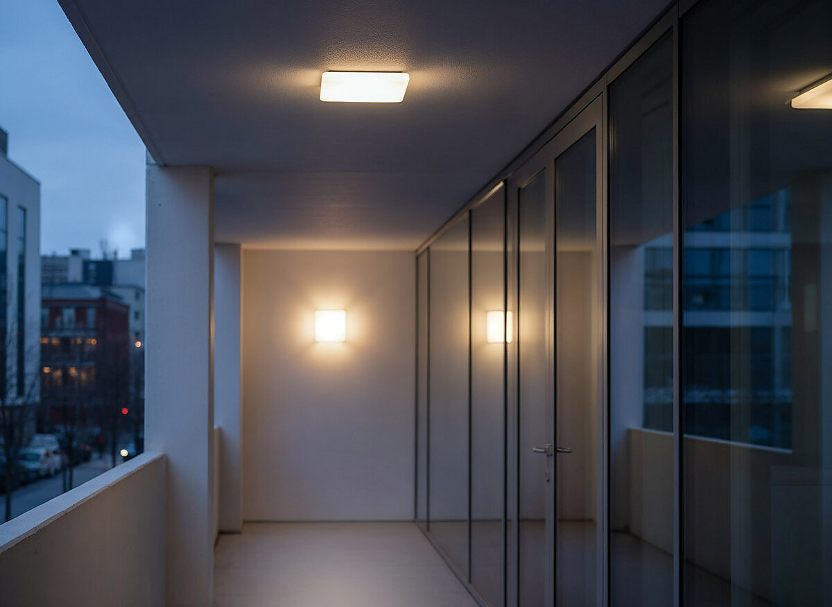 Plafoniera LED Quadrata Anti-UV IP54 IK08 24W CCT per Esterni e Interni – ambientazione
