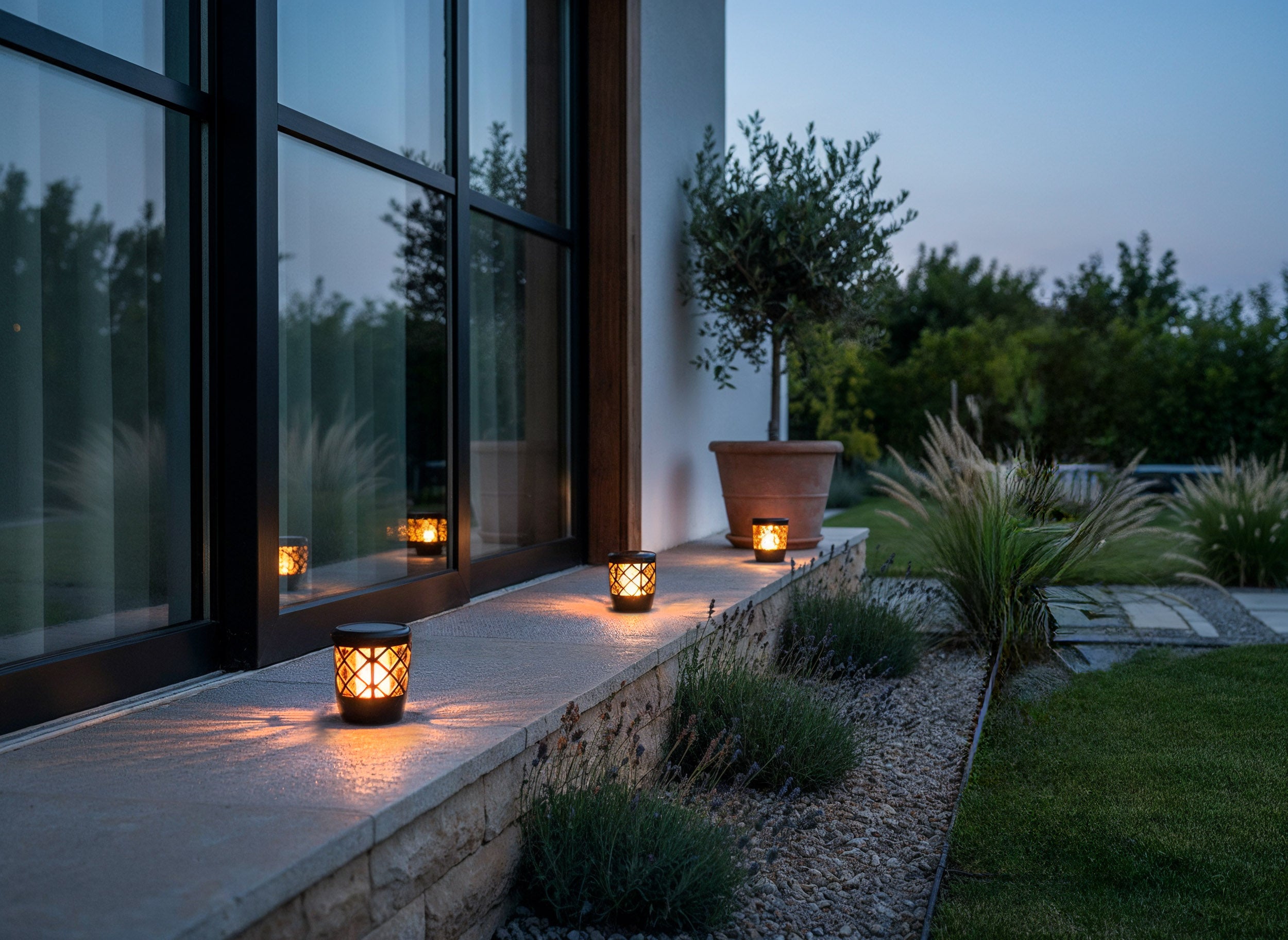 Torcia LED solare effetto fiamma su paletto - Bot Lighting FLAME2N