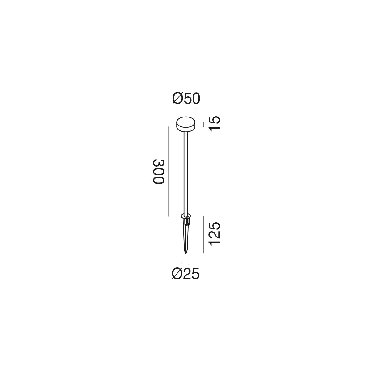 Paletto LED 1,5W con picchetto Grigio Antracite 3000K H30cm GES2420C