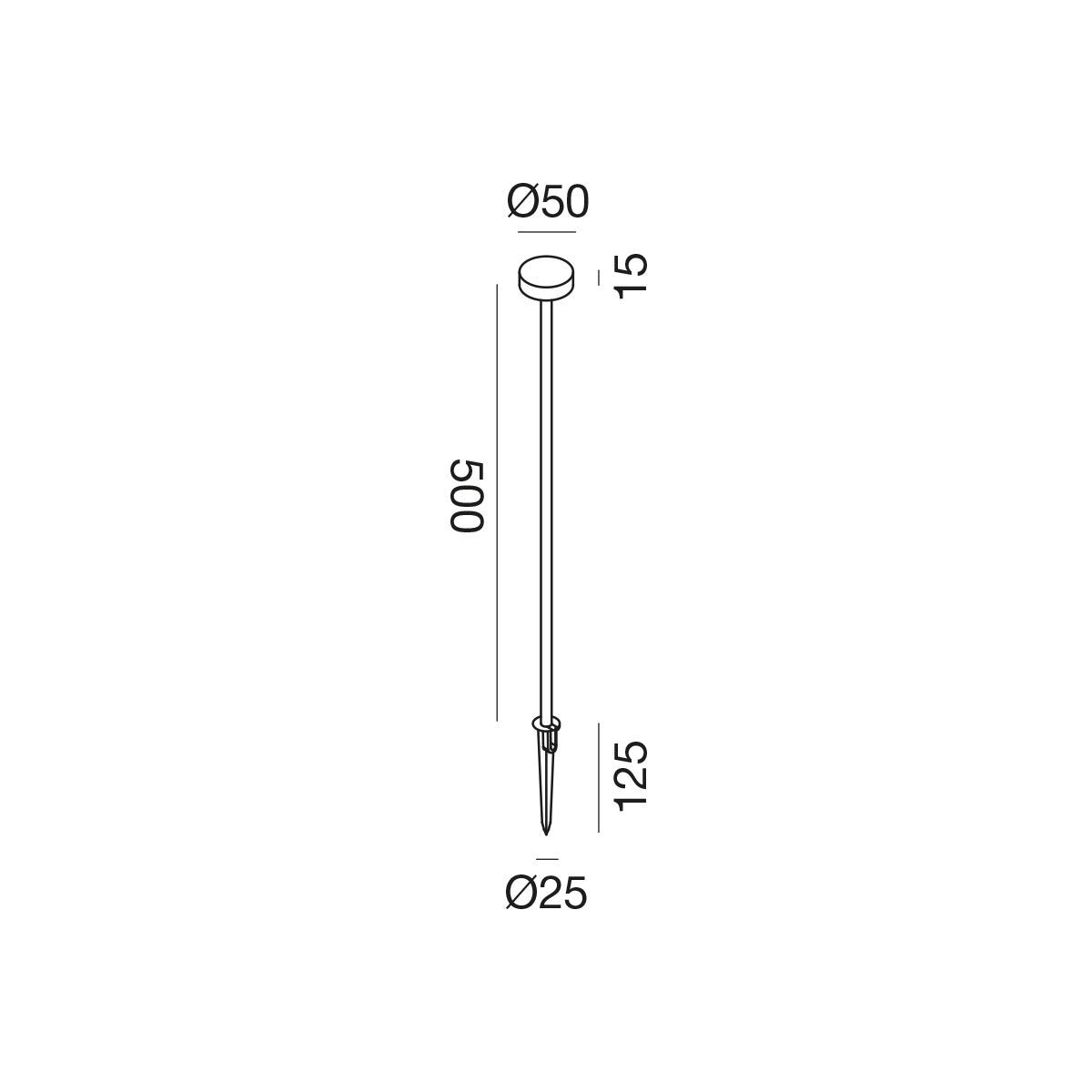 Paletto LED 1,5W con picchetto Grigio Antracite 3000K H50cm GES2422C