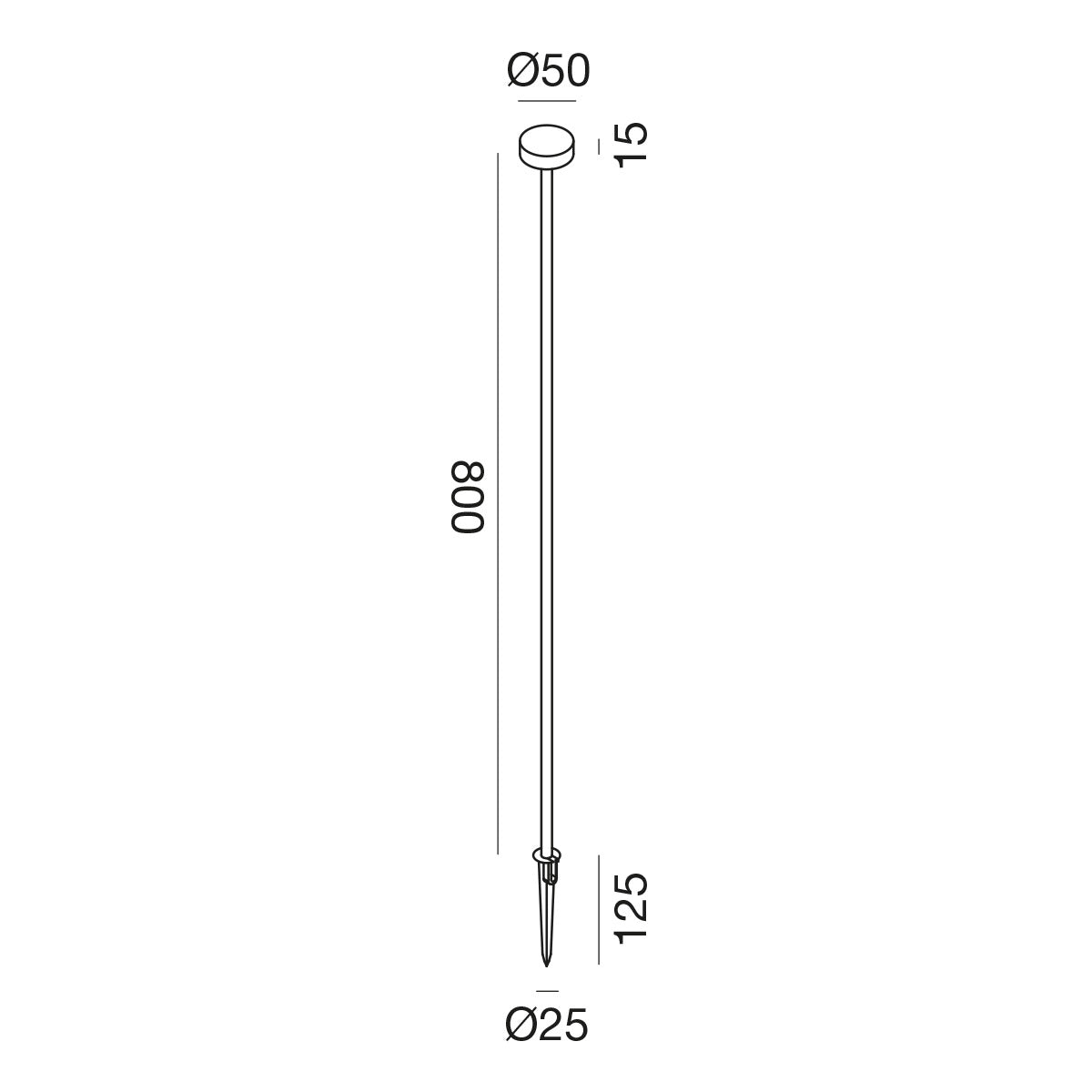 Paletto LED 1,5W con picchetto Marrone Scuro 3000K H80cm GES2425C