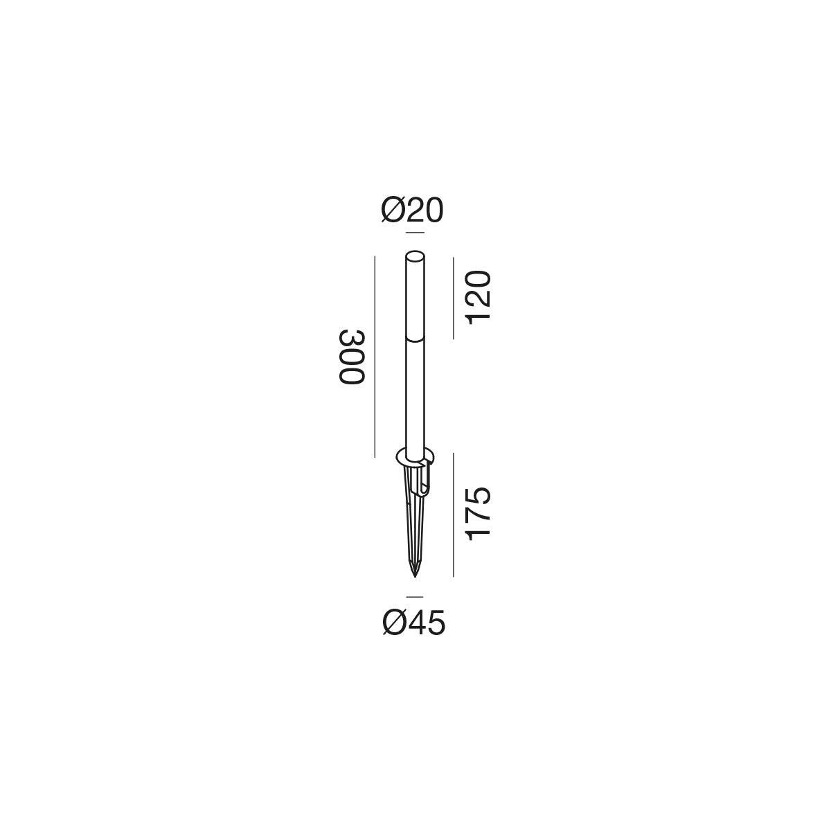 Paletto LED 3W con picchetto Marrone Scuro 3000K H30cm GES2431C