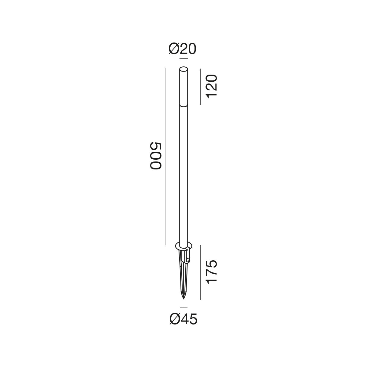 Paletto LED 3W con picchetto Marrone Scuro 3000K H50cm GES2433C