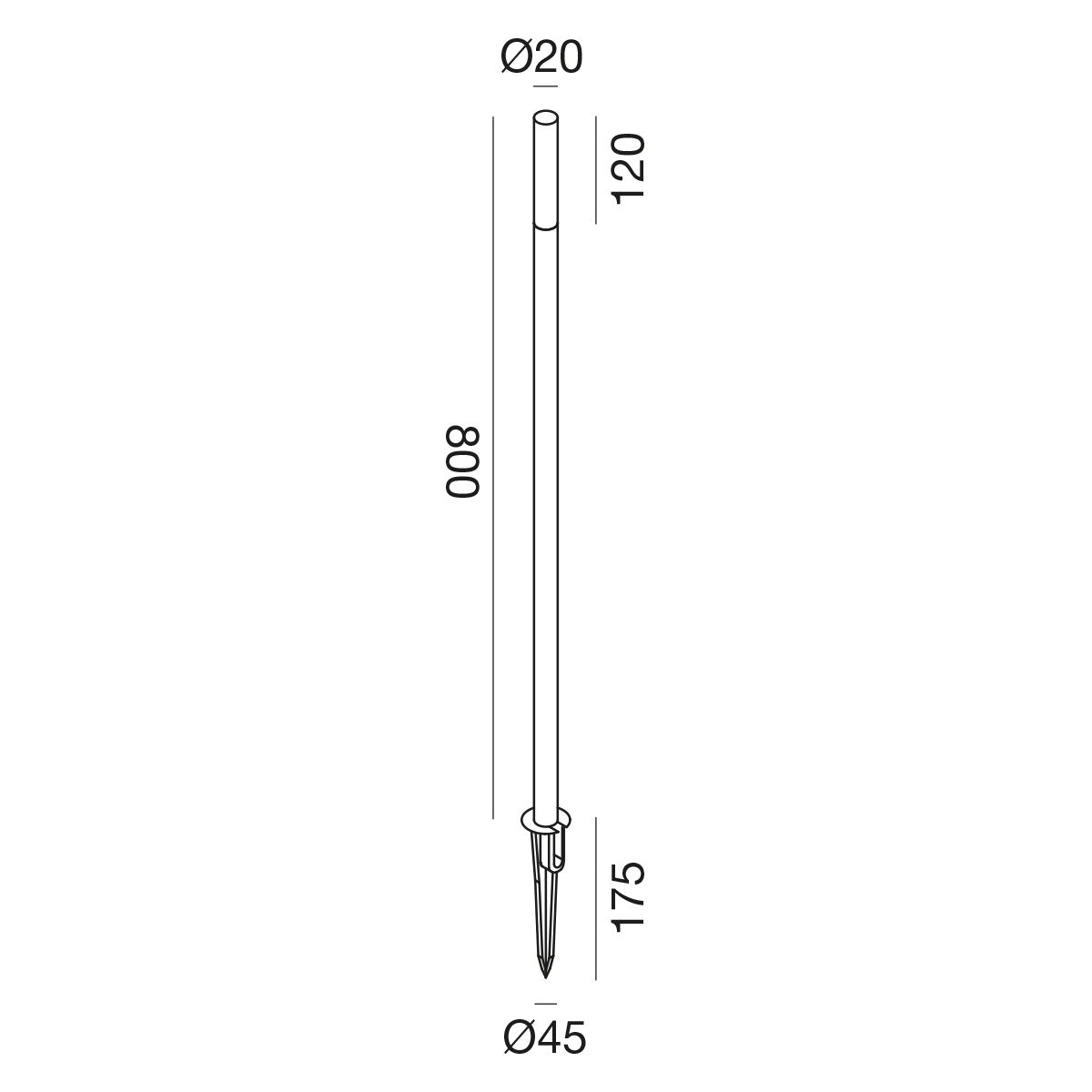 Paletto LED 3W con picchetto Grigio Antracite 3000K H80cm GES2434C