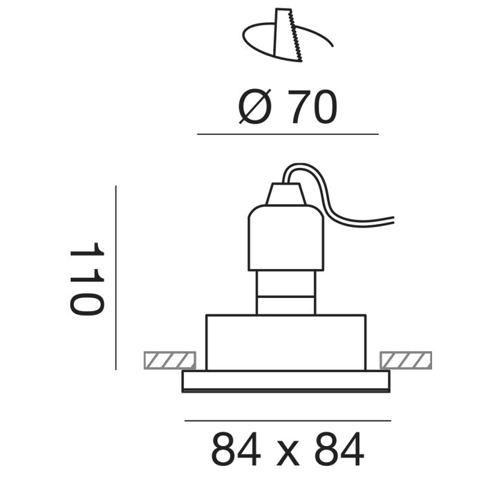 Faretto da Incasso Quadrato GU10 IP65 per Bagno e Doccia