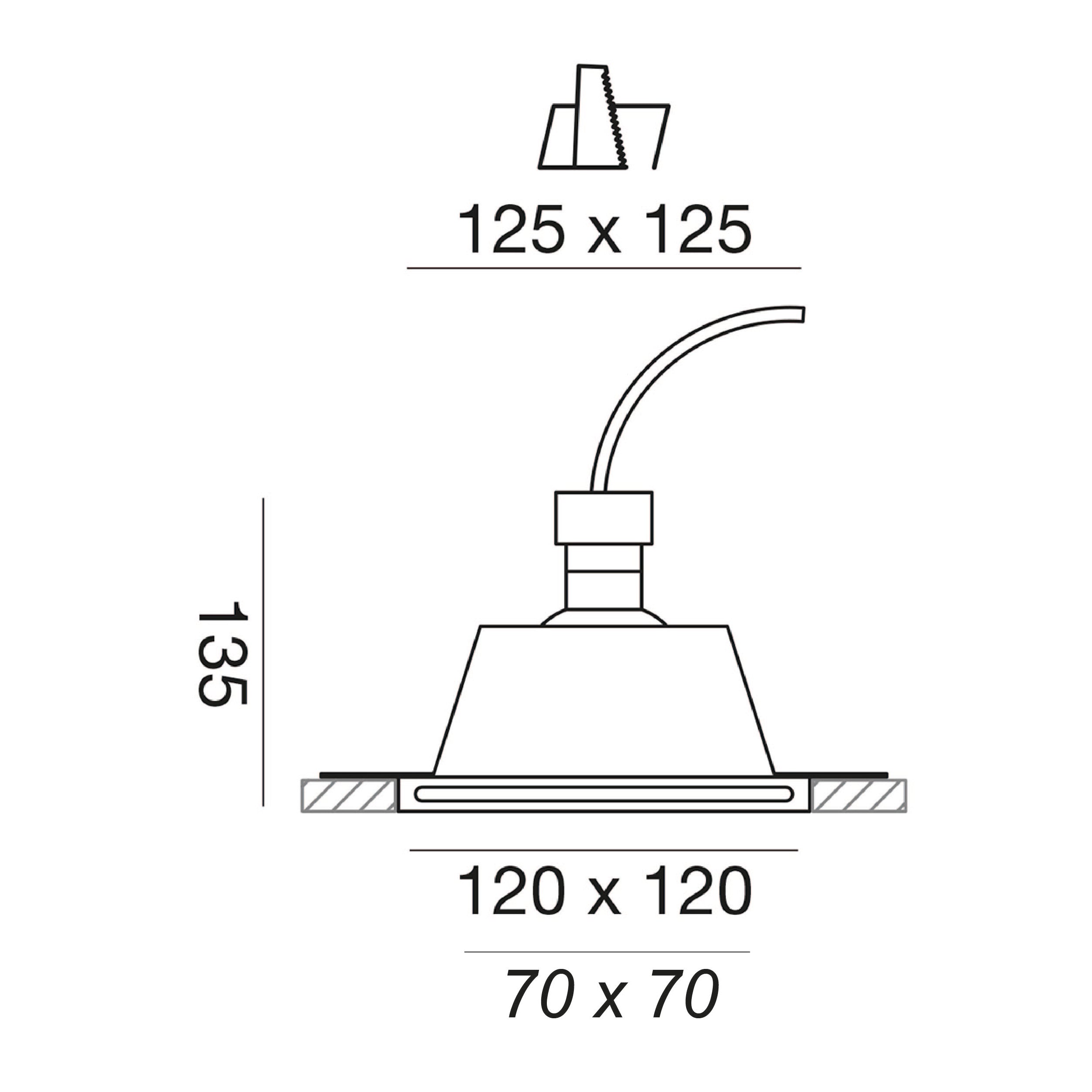 Faretto da Incasso in Gesso Quadrato a Scomparsa con Vetro - GFA594
