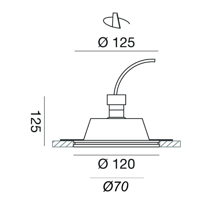Faretto da Incasso in Gesso Tondo a Scomparsa con Vetro - GFA595