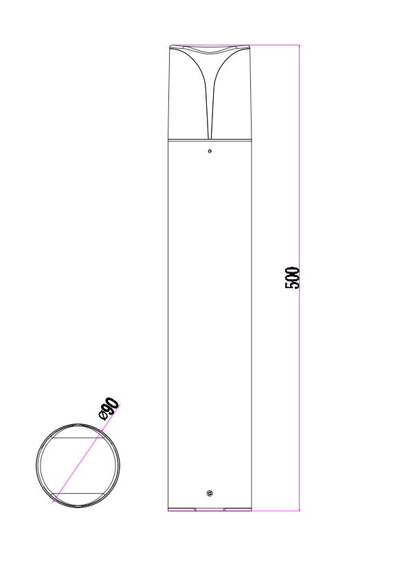 Lampioncino E27 Esterno H50 IP44 Cilindrico - SPACELUX GL18302