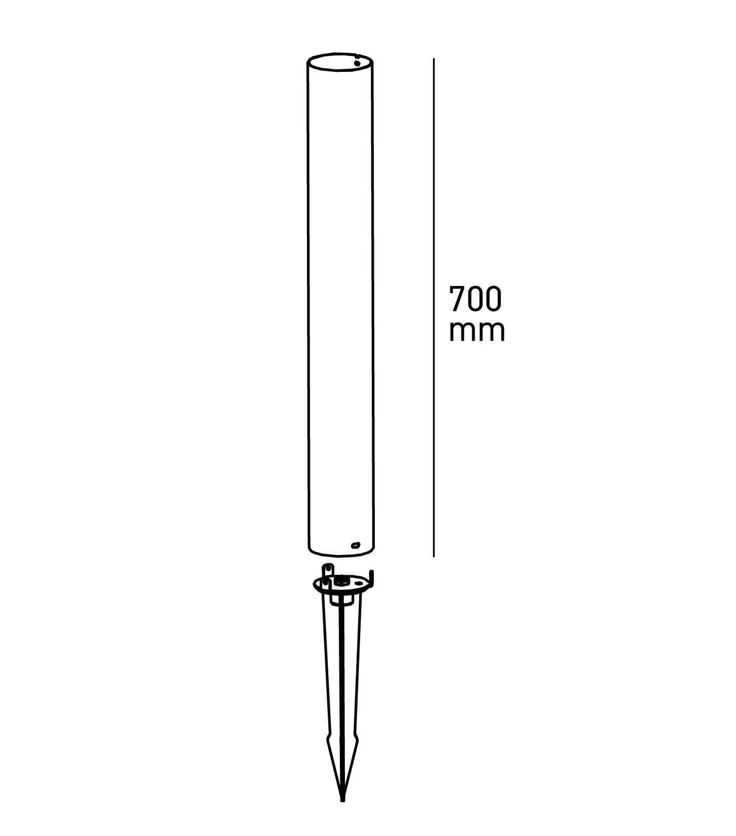 Paletto per testa palo solare GLOWA disegno tecnico - Bot Lighting GLOWAPOLE