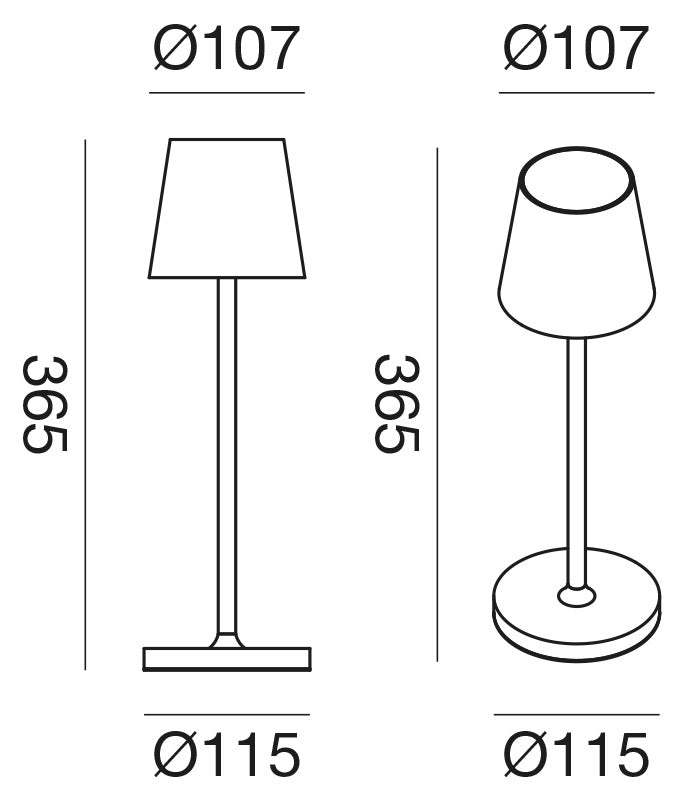 Misure e dimensioni Lampada da Tavolo Ricaricabile Aura Gea Luce