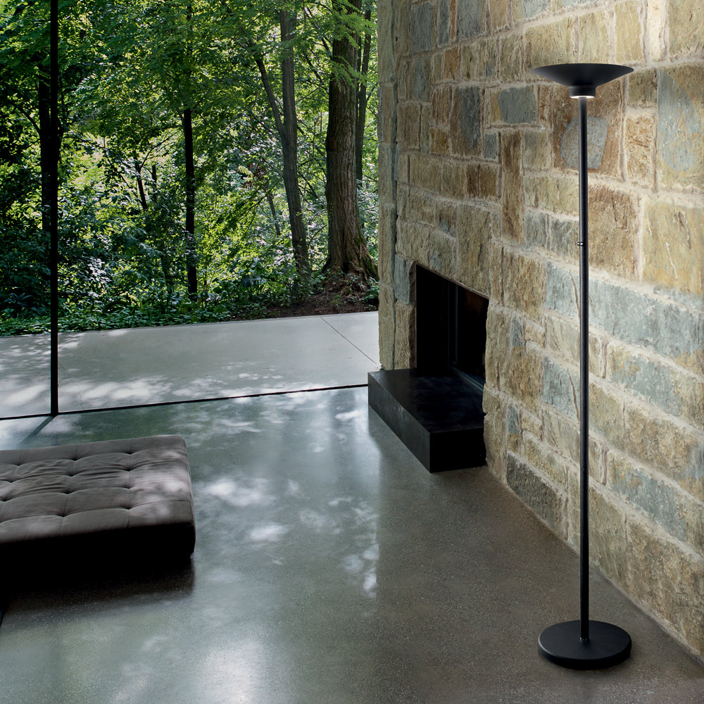 Piantana LED Up&Down Diffusore in Vetro 48W Dimmerabile Nero Opaco – Gea Luce GPIN10