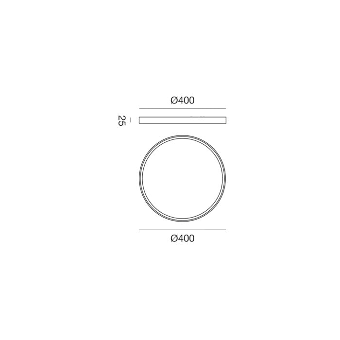 Plafoniera Ultra Slim LED Ø40 cm Nero Opaco GPL325