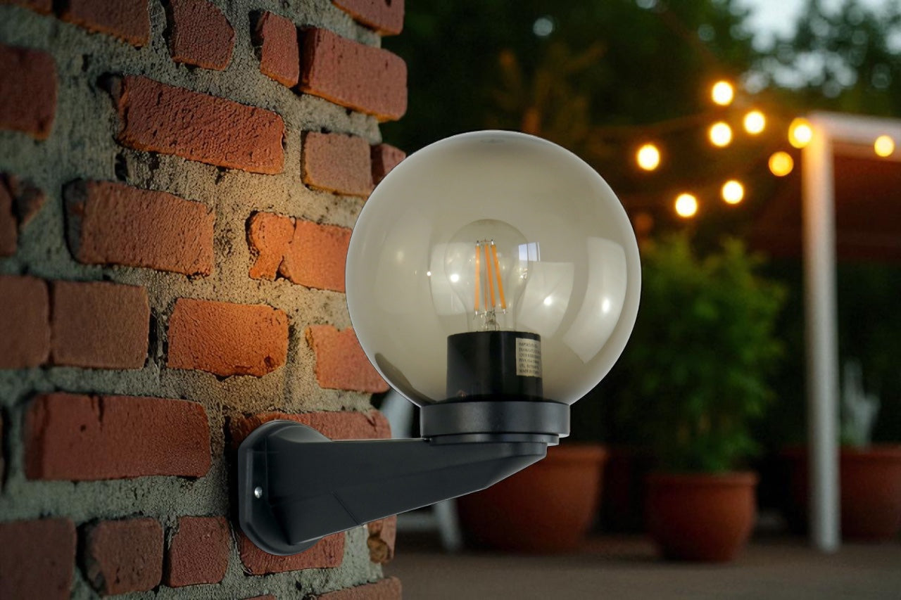 Applique sfera da esterno Ø20 cm PMMA E27 fumé Diamantlux