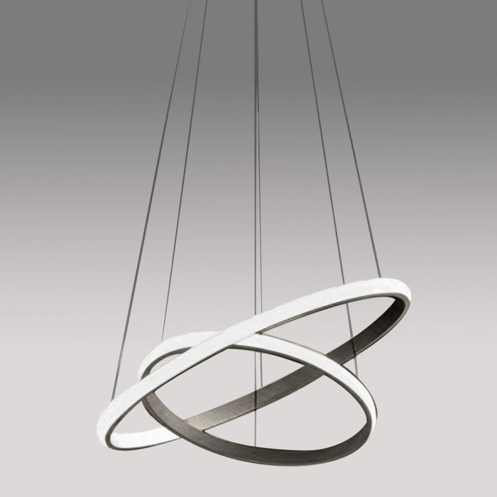 Sospensione Lampadario Due Cerchi LED IOLE S/2 Titanio Oro Bianco - GEA Luce