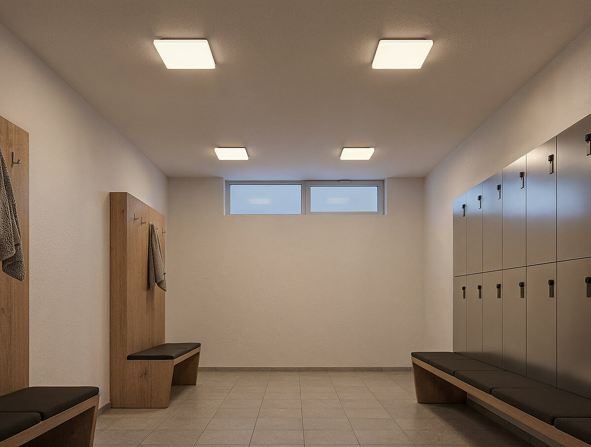 Plafoniera LED Quadrata CCT 24W IP20 con Base in Metallo – ambientazione