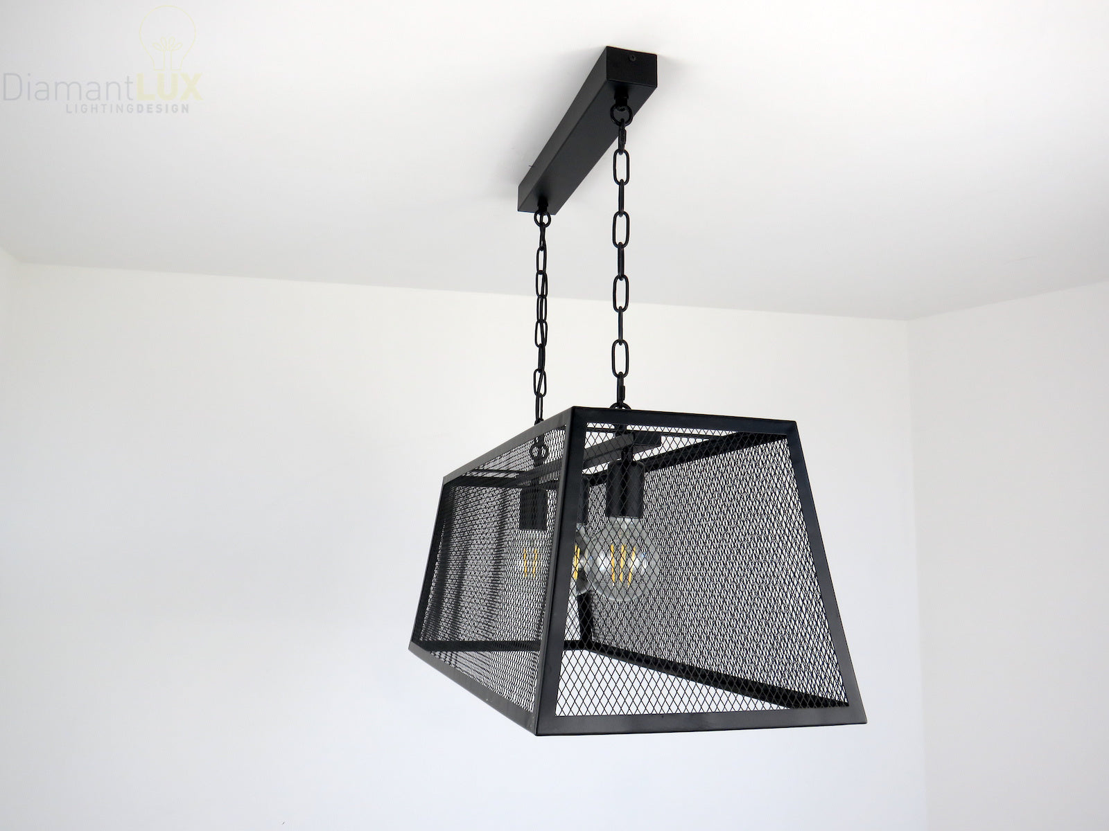 Lampadario Industriale 3 Luci metallo nero Diamantlux Jean S3