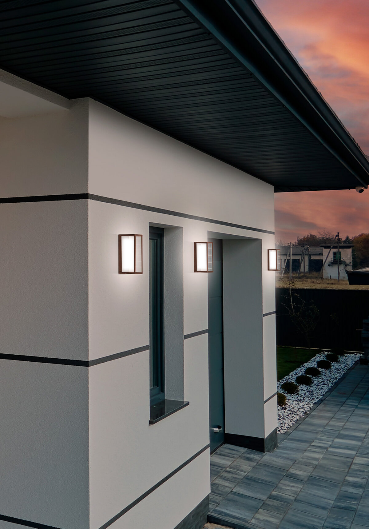 Lanterna Leon12 corten installata su parete