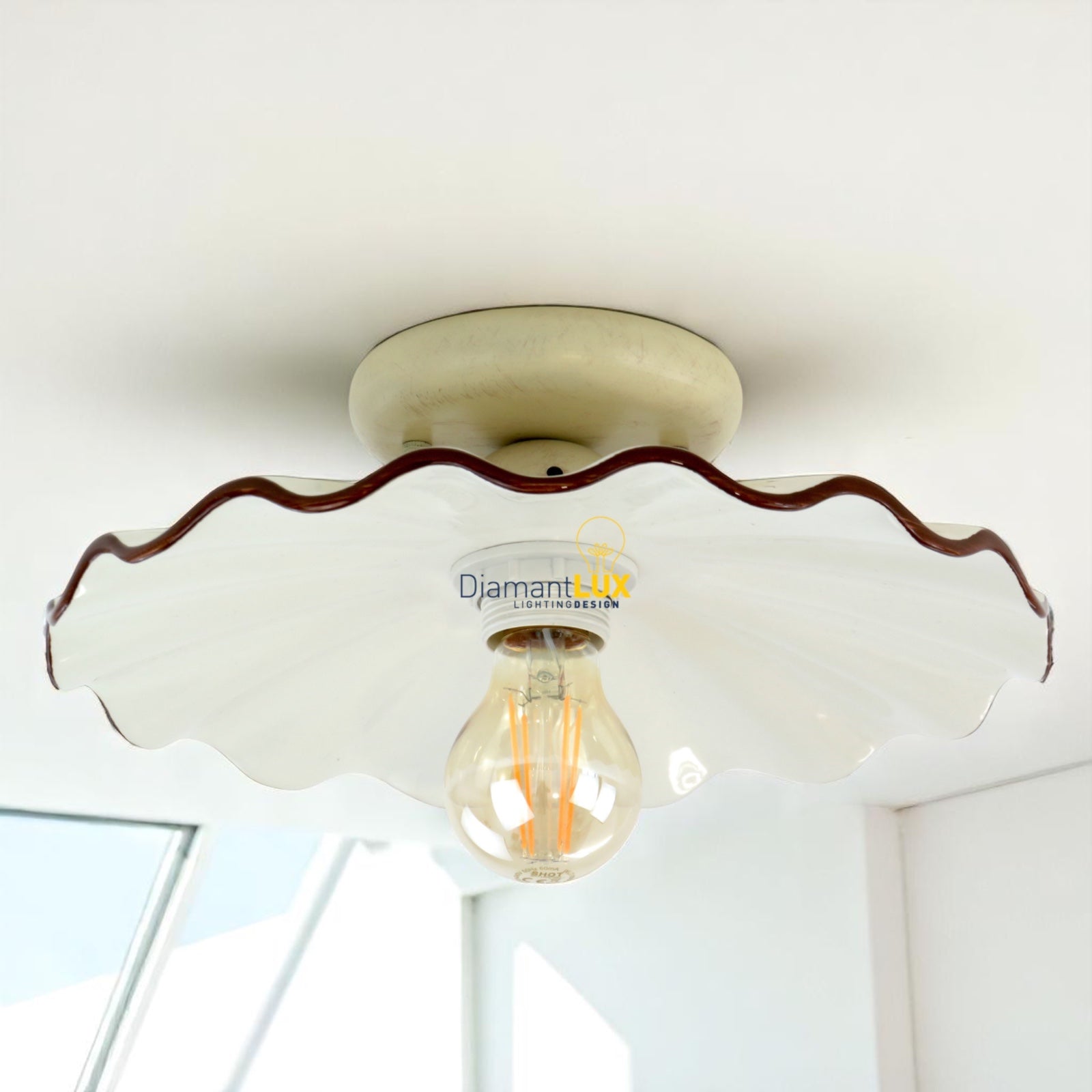 Plafoniera Rustica Ceramica E27 Diamantlux MONZA-P30-AV