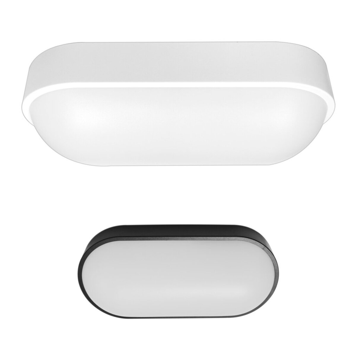 Plafoniera LED Ovale IP65 IK08 CCT 15W o 18W con Anelli Bianco e Nero, anche con Sensore Crepuscolare – immagine prodotto