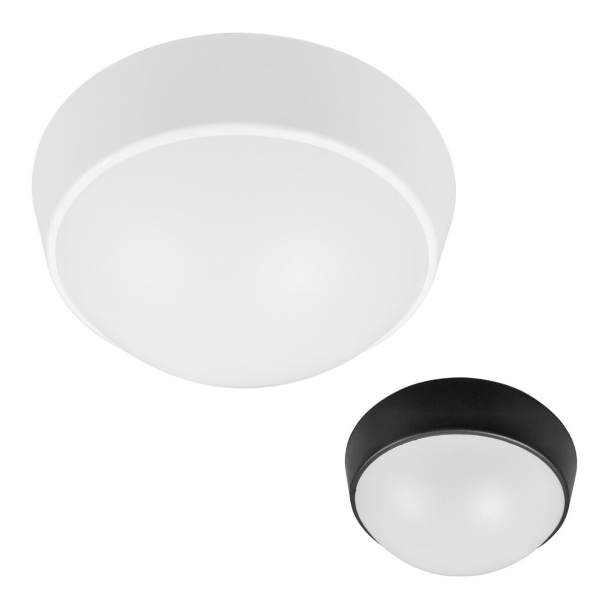 Plafoniera LED Tonda IP65 IK08 CCT 15W o 24W con Anelli Bianco e Nero, anche con Sensore Crepuscolare – immagine prodotto
