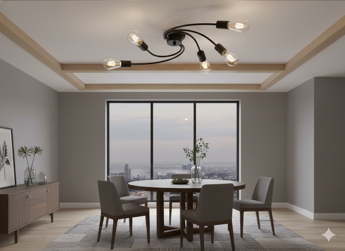 Plafoniera Ferro Battuto 4 Luci E27 Classica 147 P4 DIAMANTLUX