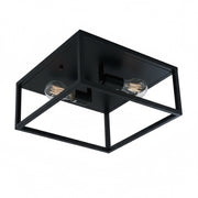 Plafoniera Quadrata Industriale Vintage 2 Luci E27 Nera Diamantlux ALESSIA PL2