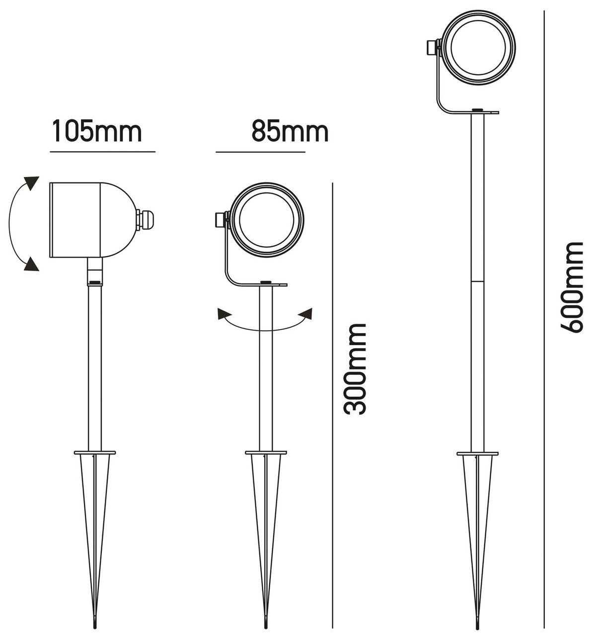 Picchetto da Giardino Regolabile Spiky3 GU10 IP65 - Bot Lighting