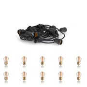 Catena Luminosa da Esterno Professionale 10 Metri IP65 con 10 Lampadine Sfera G45 Vetro Ambrato Filamento LED 4W – Stellario