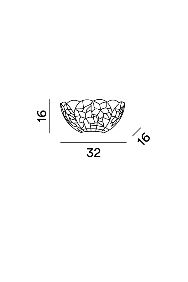 Disegno tecnico quotato applique Perenz Butterfly T1002