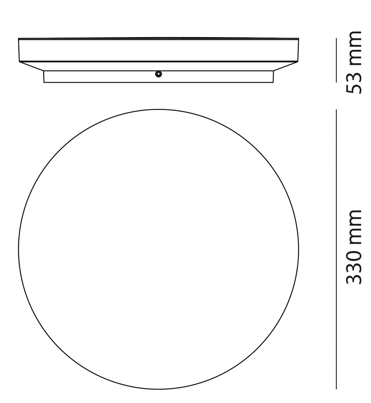 Plafoniera LED Tonda Ø330 mm CCT e Potenza Selezionabili 8-16-24W – schema con dimensioni