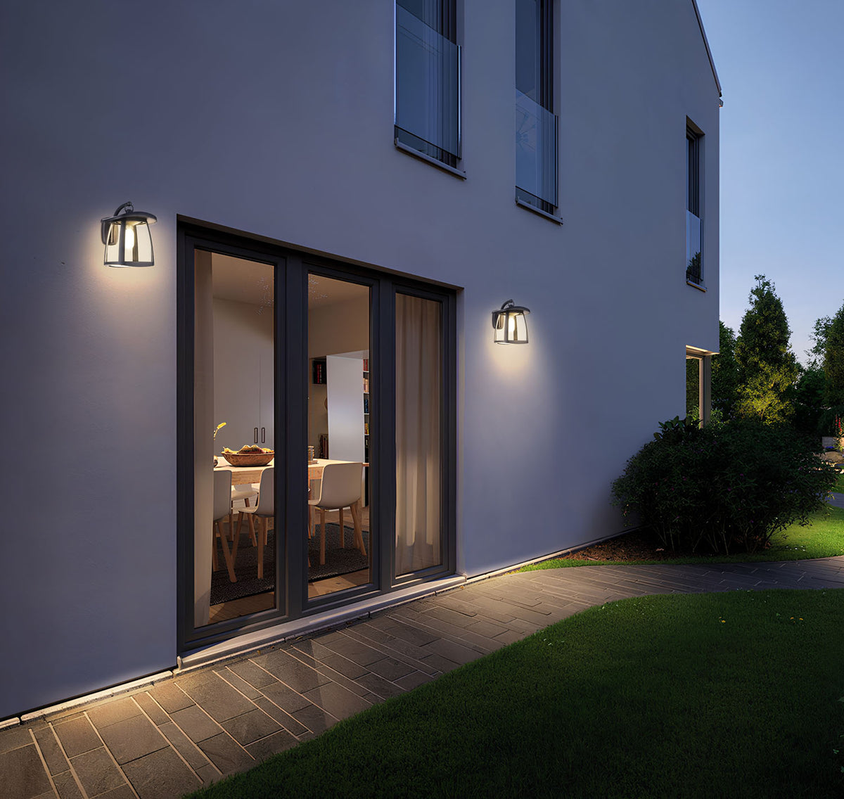Lanterna solare da esterno accesa di sera - Bot Lighting YUCCA