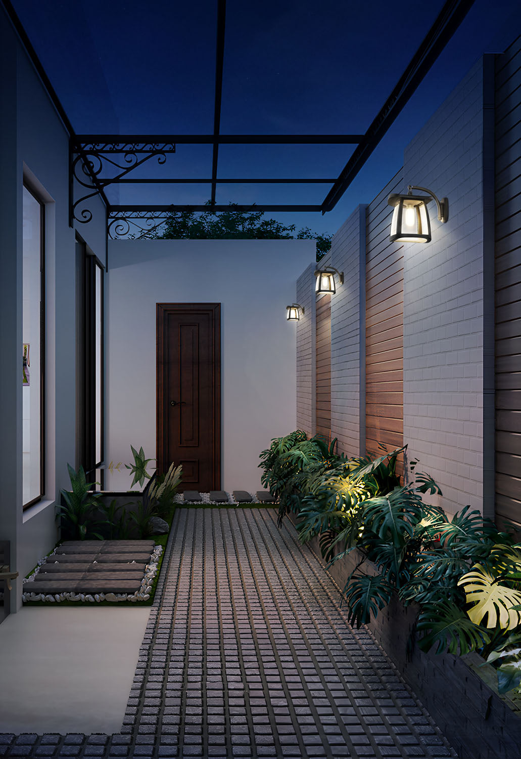 Lanterna solare da esterno ambientata - Bot Lighting YUCCA