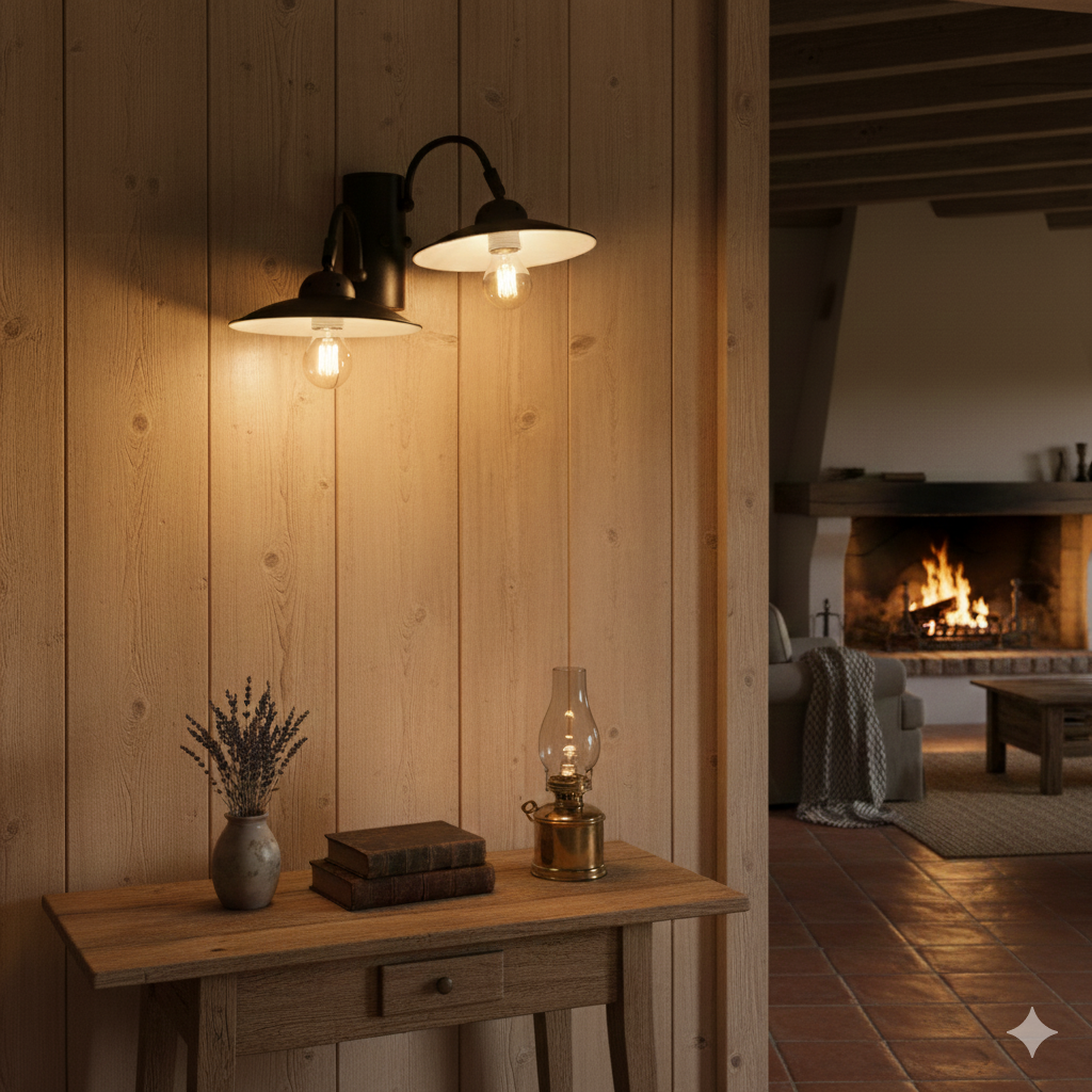 Applique da parete rustica marrone scuro in metallo Diamantlux Alice A2