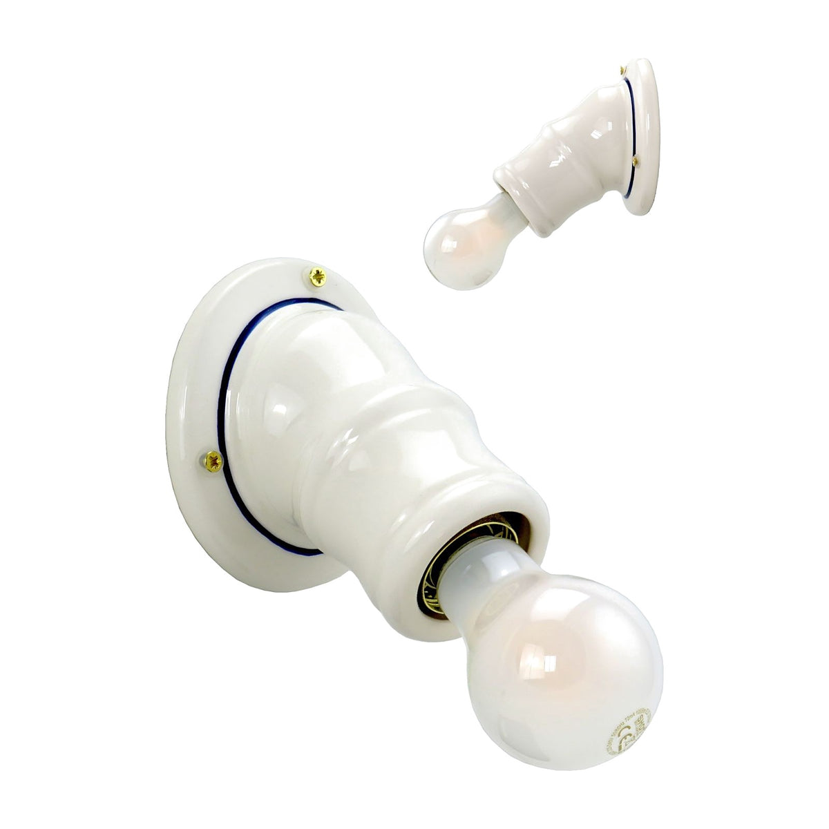 Applique in ceramica bianca con filetto blu 2021-4, su sfondo bianco – Diamantlux