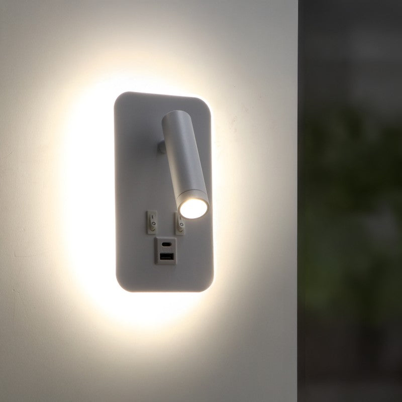 Applique da Comodino Orientabile LED con USB + Type-C – Doppia Luce 4000K Diamant Lux