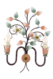 Applique in ferro battuto stile fiorentino verde rosa | FLA 4674